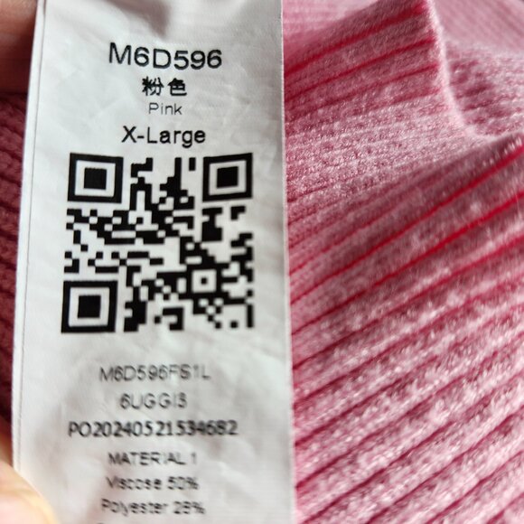 Oversized Ribbed Sweater Dress Deep V Neck In Pink White Stripes New XL - Picture 11 of 13